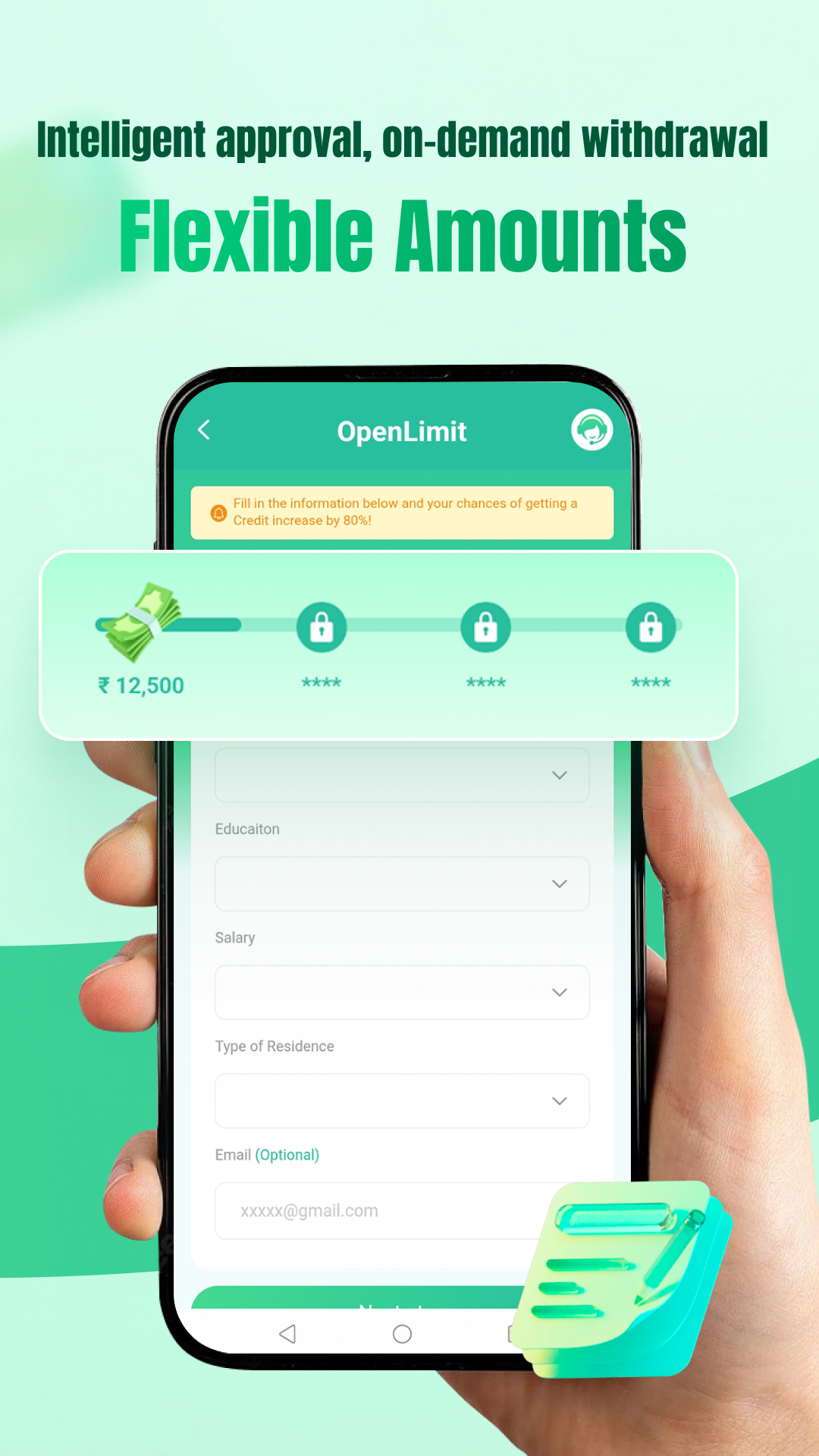 Customer planning finances with OpenLimit credit line
